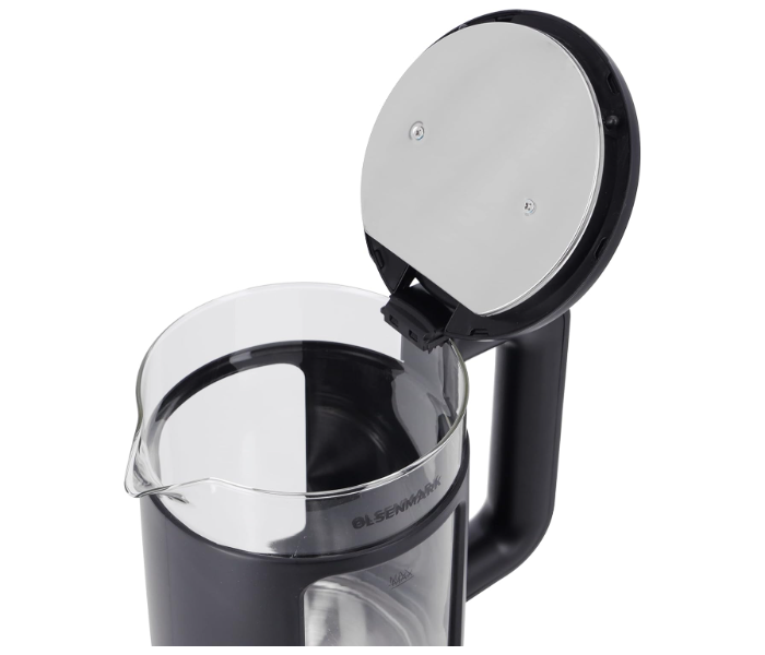 Olsenmark OMK7006 Electric Glass Kettle 1.8 L With Water Level Indicator and Automatic Cut-Off - Black in KSA