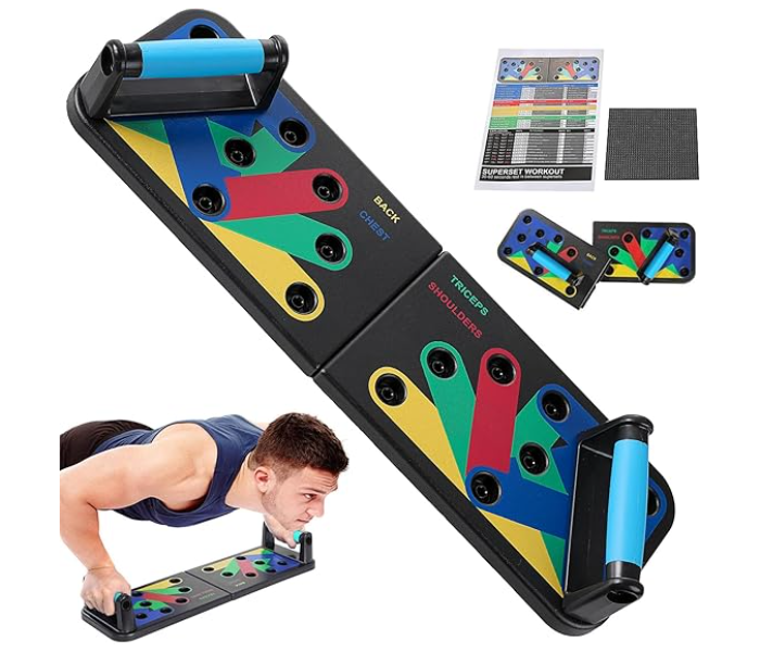 Foldable Muscle Strength Multi Functional Exercise Push Up Board For Unisex - Black in OMAN