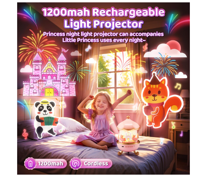Kids Night Projector Lamp with Music Starry Sky Projection Small Night Light with Bluetooth Audio in UAE
