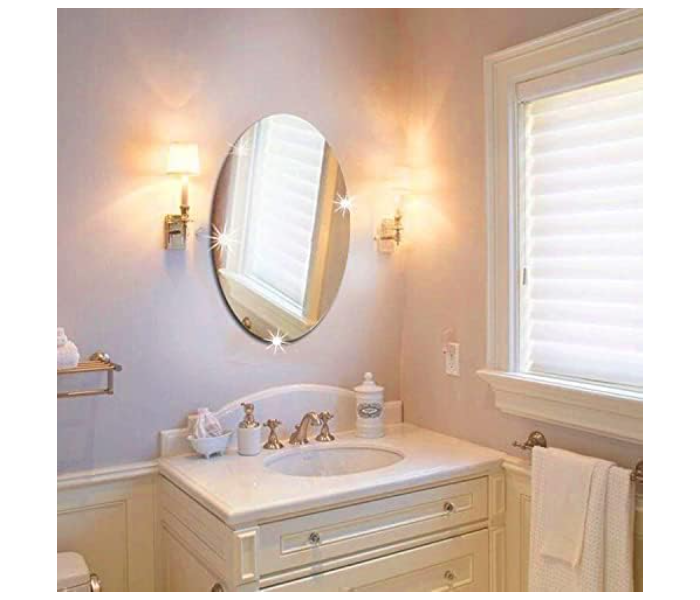 Oval shape adhesive mirror sticker for wall on tiles bathroom bedroom living room unbreakable plastic wall mirror in KSA