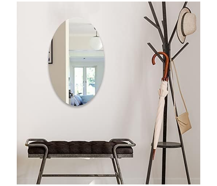 Oval shape adhesive mirror sticker for wall on tiles bathroom bedroom living room unbreakable plastic wall mirror in KSA