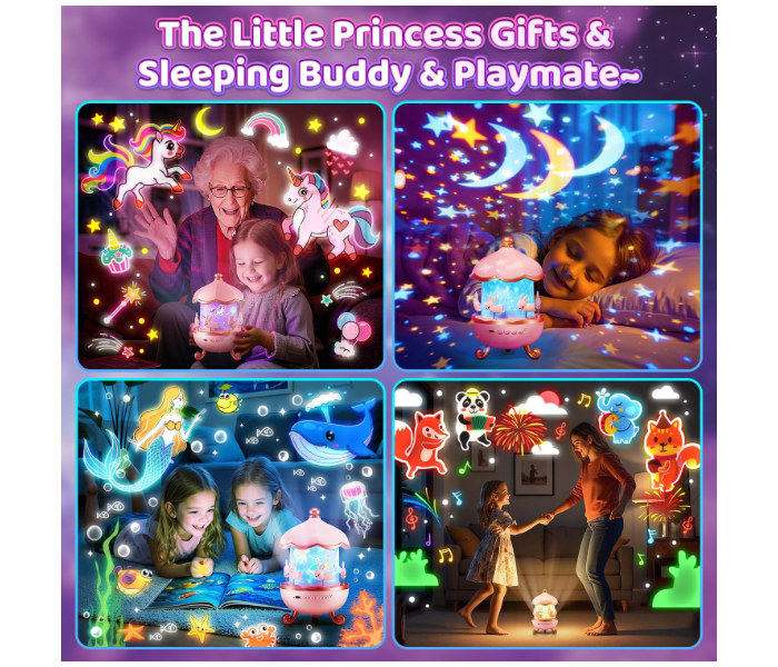 Kids Night Projector Lamp with Music Starry Sky Projection Small Night Light with Bluetooth Audio in UAE