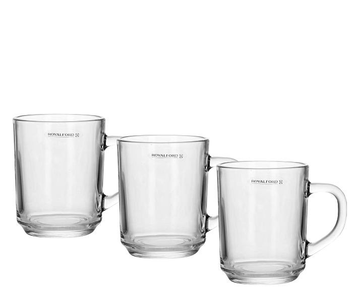 Royalford RF9971 210ML 3 Pcs Glass Mug with Handle in UAE