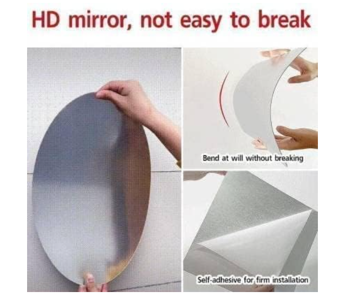Oval shape adhesive mirror sticker for wall on tiles bathroom bedroom living room unbreakable plastic wall mirror in KSA