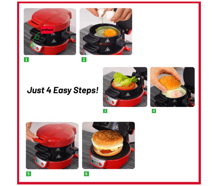 RAF Breakfast Burger Maker, Electric Panini Press with Egg Cooker Ring, Sandwich Press, Non-Stick Coated Plates, Panini Press Sandwich Maker with Indicator Lights, Cool Touch Handle in UAE