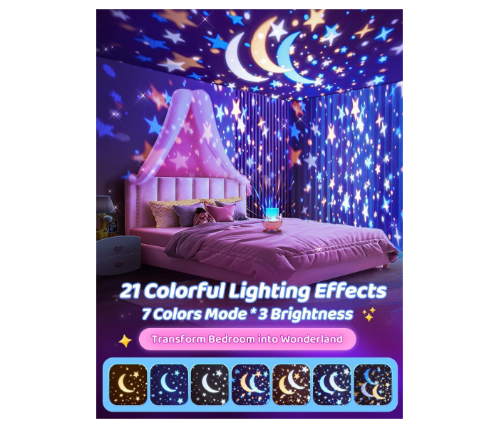 Kids Night Projector Lamp with Music Starry Sky Projection Small Night Light with Bluetooth Audio in UAE