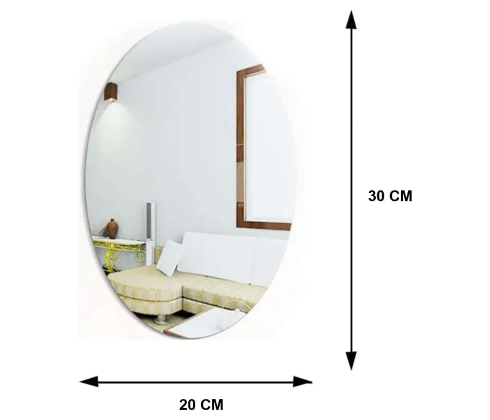 Oval shape adhesive mirror sticker for wall on tiles bathroom bedroom living room unbreakable plastic wall mirror in KSA