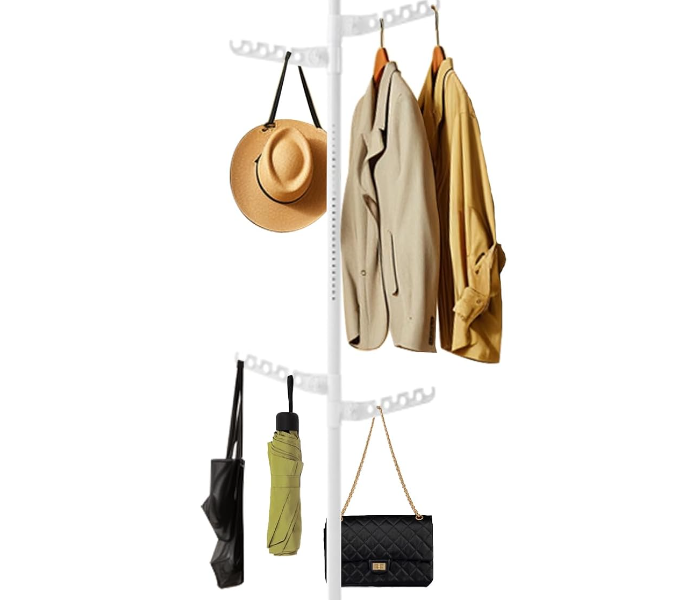 360 Rotate SIBY 4Tier Adjustable Floor to Ceiling Clothes Drying Rack | Versatile Standing Laundry Organizer with 4 Branches for Hanging Suits | Stainless Steel Multi-Layer Coat Hanger for Indoor Use in UAE