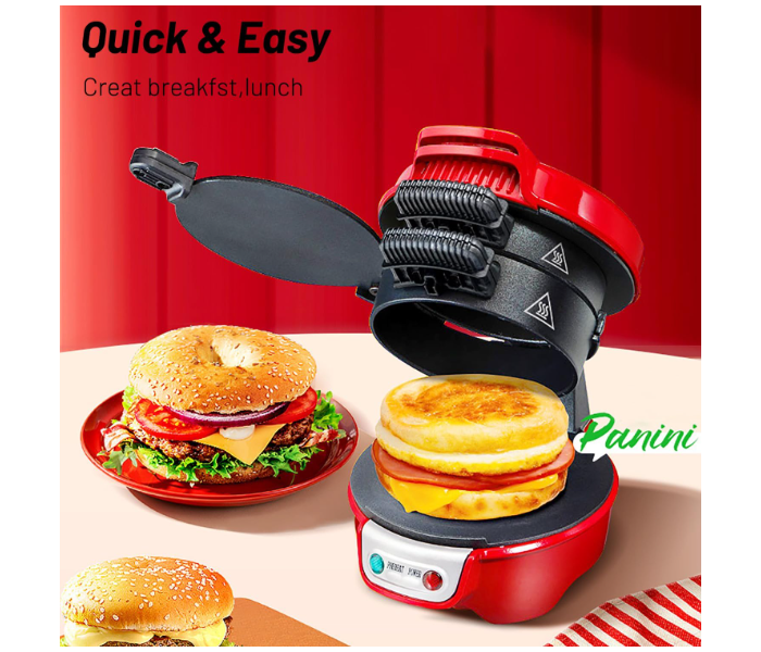 RAF Breakfast Burger Maker, Electric Panini Press with Egg Cooker Ring, Sandwich Press, Non-Stick Coated Plates, Panini Press Sandwich Maker with Indicator Lights, Cool Touch Handle in UAE