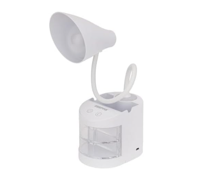 Geepas GDL53039 Rechargeable Reading Lamp With Transparent storage box And pencil vase - White in KSA