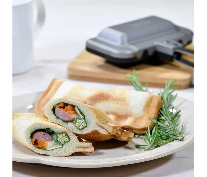 Double Sided Frying Pan, Sandwich Baking Pan Sandwich Maker Aluminum Flip Top Pan Nonstick Double Sided Skillet for Breakfast Pancakes in KSA