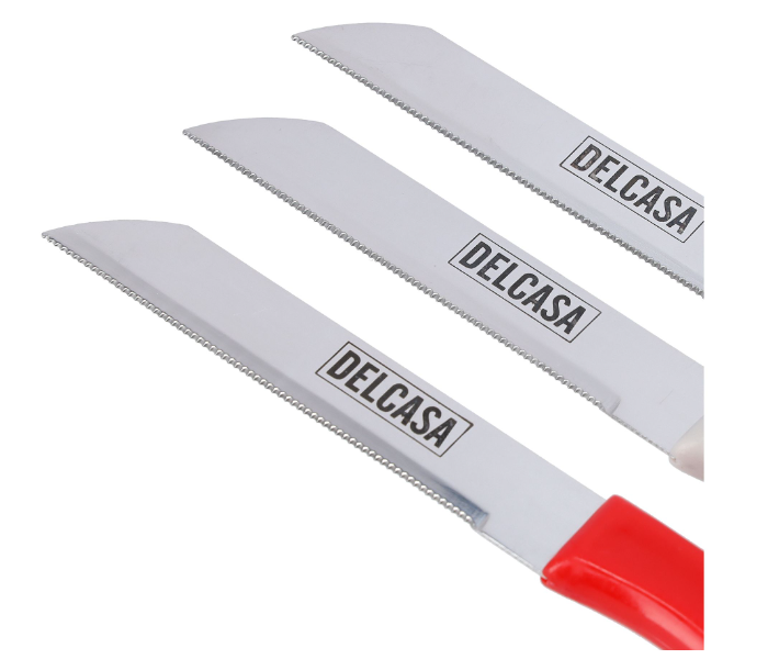 Delcasa DC1759 3Pcs Kitchen Paring Knife Set All Purpose Small Kitchen Knife - 2 Red And 1 White in UAE