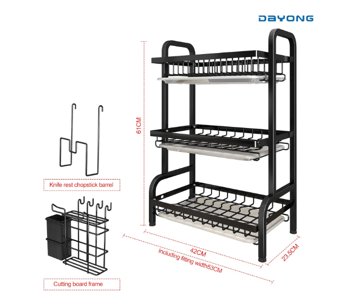 2 Tier Dish Drying Rack Extra Large Carbon Steel Dish Rack and Drainboard Set for Kitchen Countertop, Easy Install Dish Drainer in UAE