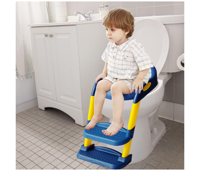 Anti-Slip Grip Sturdy Bathroom Western Toilet 2 Step Potty Stool Trainer for Boys & Girls with Safety Handles Splash Guard & Soft Seat Fits All Standard Size Toilet in UAE