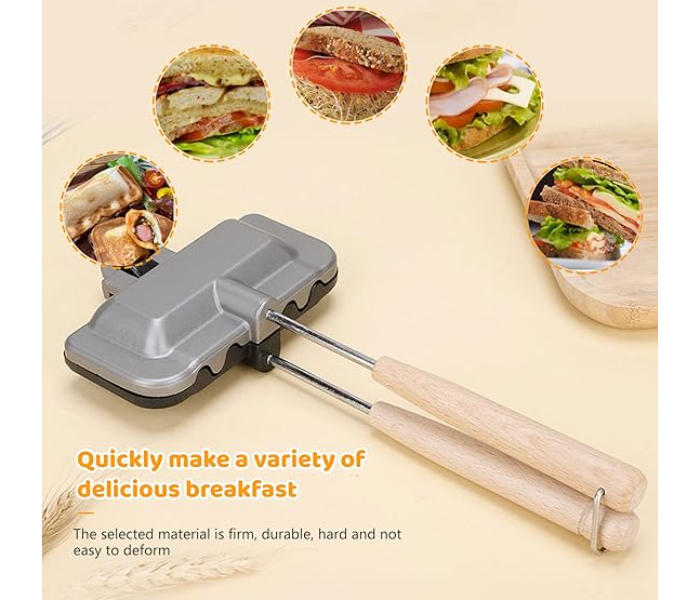 Double Sided Frying Pan, Sandwich Baking Pan Sandwich Maker Aluminum Flip Top Pan Nonstick Double Sided Skillet for Breakfast Pancakes in KSA