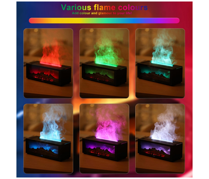 Fireplace Essential Oil Diffuser, Aromatherapy Diffuser, 150ml Ultrasonic Cool Mist Humidifier, 7 Colors Firelight Flame Diffuser with Remote, Waterless Auto-Off & Timer for Home Office in KSA