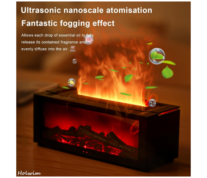 Fireplace Essential Oil Diffuser, Aromatherapy Diffuser, 150ml Ultrasonic Cool Mist Humidifier, 7 Colors Firelight Flame Diffuser with Remote, Waterless Auto-Off & Timer for Home Office in KSA