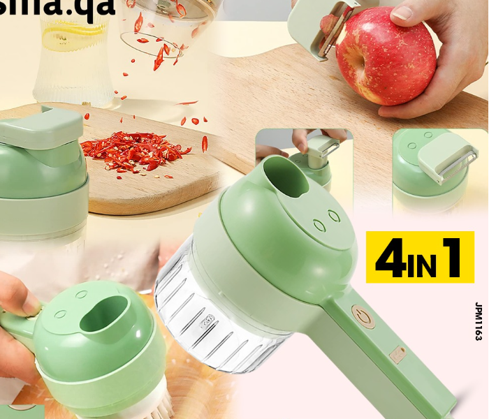 Generic 4 In 1 Handheld Electric Vegetable Cutter Set - Green in KSA