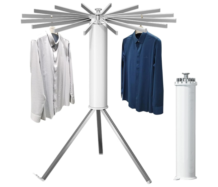 Portable Clothes Drying Rack Laundry Rack Tripod Folding Space Saving Laundry Drying Rack Collapsible with Wheel 360° Rotation, Expandable 16 Aluminum Dry Rods in KSA