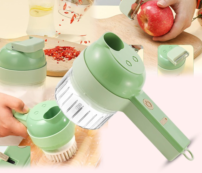 Generic 4 In 1 Handheld Electric Vegetable Cutter Set - Green in KSA