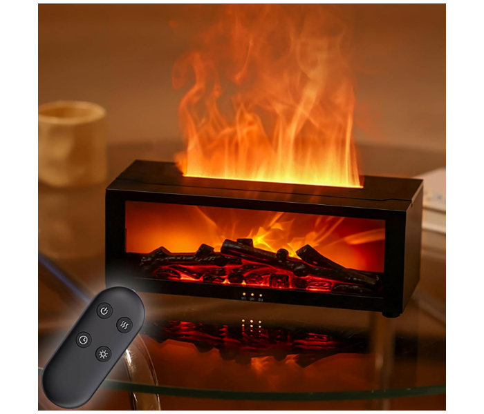 Fireplace Essential Oil Diffuser, Aromatherapy Diffuser, 150ml Ultrasonic Cool Mist Humidifier, 7 Colors Firelight Flame Diffuser with Remote, Waterless Auto-Off & Timer for Home Office in KSA