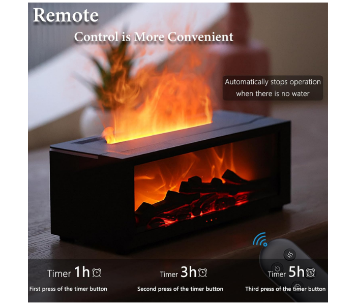 Fireplace Essential Oil Diffuser, Aromatherapy Diffuser, 150ml Ultrasonic Cool Mist Humidifier, 7 Colors Firelight Flame Diffuser with Remote, Waterless Auto-Off & Timer for Home Office in KSA