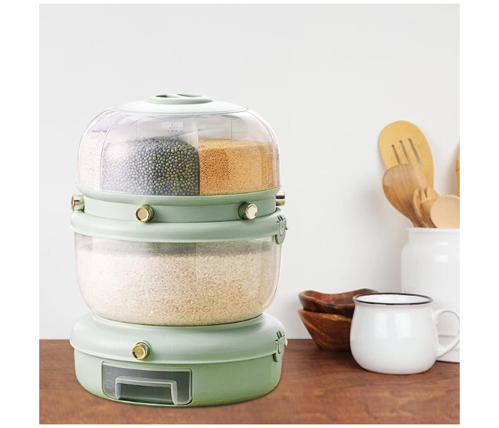 Multifunctional Food Dispenser For Kitchen Space Saving Storage Containers for Cereal, Rice, Nuts, Candy, Coffee Bean, Snack, Grain Rotating Rice Bucket in UAE
