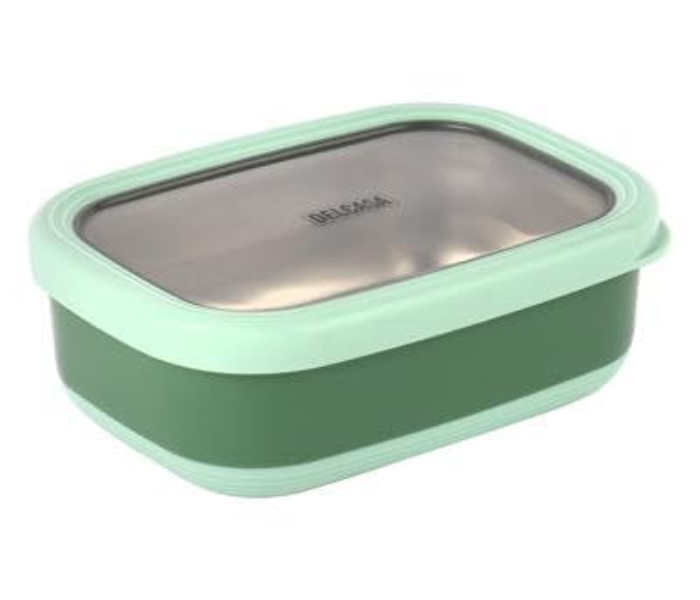 Delcasa DC3217 Rectangle Tiffin Box Food Container with Stainless Steel Inner with Seal Lid 820 ml - Green in UAE