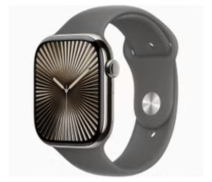 Apple Watch Series 10 GPS And Cellular 46mm With Case And Stone Grey Sport Band - Natural Titanium in UAE