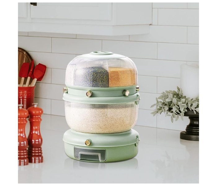 Multifunctional Food Dispenser For Kitchen Space Saving Storage Containers for Cereal, Rice, Nuts, Candy, Coffee Bean, Snack, Grain Rotating Rice Bucket in UAE