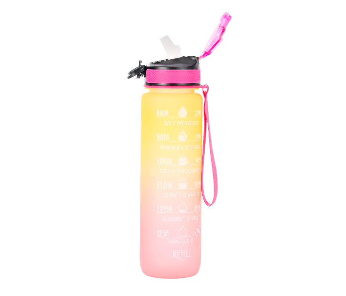 Delcasa DC3133 900 ML Plastic Water Bottle With Volume Tracker And Push Button Lid - Pink in UAE