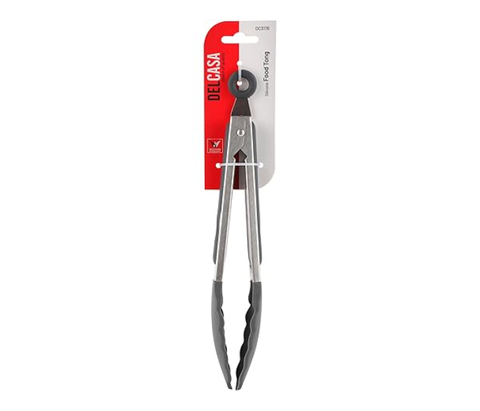 Delcasa DC3176 Silicone Food Tong with Handle - Silver And Grey in UAE