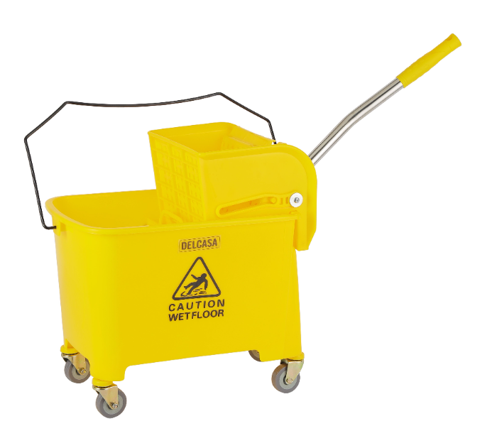 Delcasa DC3437 20 L Professional Mop Wringer Trolley 360 Degree Rotating Wheels Pp Body Stainless Steel Handle - Yellow in UAE