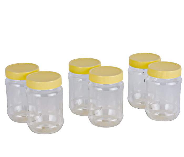 Delcasa DC3315 Airtight Round Pet Jar Set 1000ML Pack Of 4 - Clear in UAE