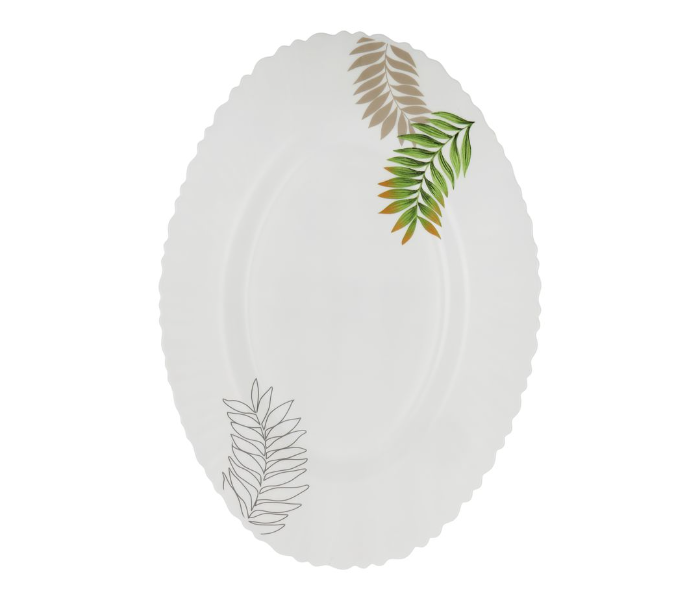 Delcasa DC3398 13 Inch Opalware Oval Plate Elegant Color And Print - White in UAE