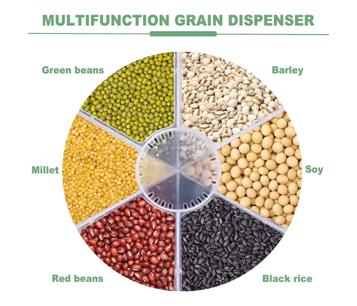 Multifunctional Food Dispenser For Kitchen Space Saving Storage Containers for Cereal, Rice, Nuts, Candy, Coffee Bean, Snack, Grain Rotating Rice Bucket in UAE