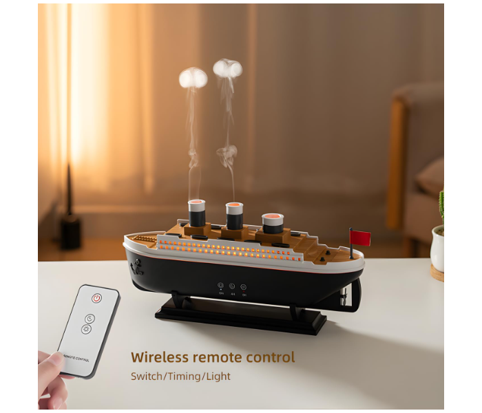 Titanic Ship Model Humidifier 250ml Essential Oil Diffuser Jellyfish Smoke Ring Spray Aroma Diffuser RGB Ultra Sonic Humidifier in KSA