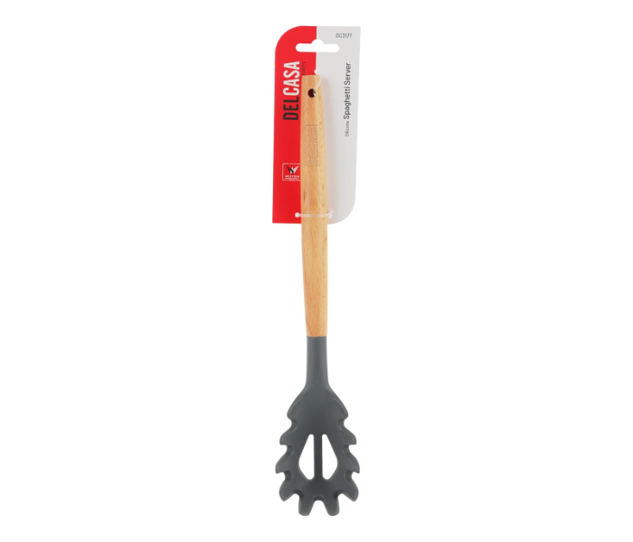 Delcasa DC3177 Silicone Spaghetti Server with Wooden Handle - Black And Brown in KSA