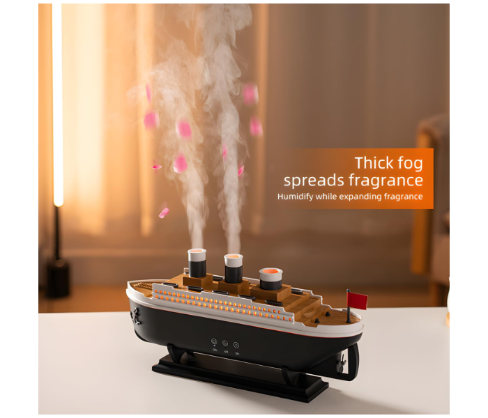 Titanic Ship Model Humidifier 250ml Essential Oil Diffuser Jellyfish Smoke Ring Spray Aroma Diffuser RGB Ultra Sonic Humidifier in KSA