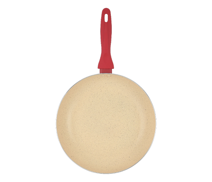 Delcasa DC3413 28 Cm Non Stick Frypan Strong Aluminum Body With Marble Coating And Heat Resistant Bakelite Handle - White And Red in UAE