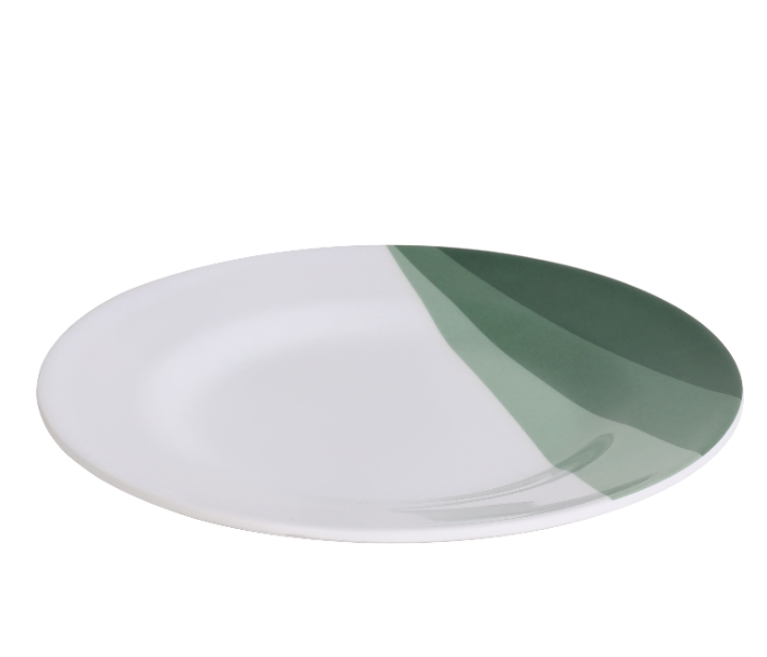 Delcasa DC3417 10 Inch Melamineware Flat Plate - White And Green in UAE