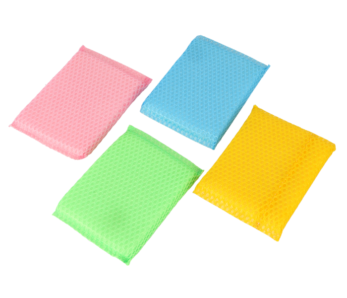Delcasa DC3027 Scouring Scrubber Premium Quality Polyester Sponge Pack Of 4 - Multi Color in UAE
