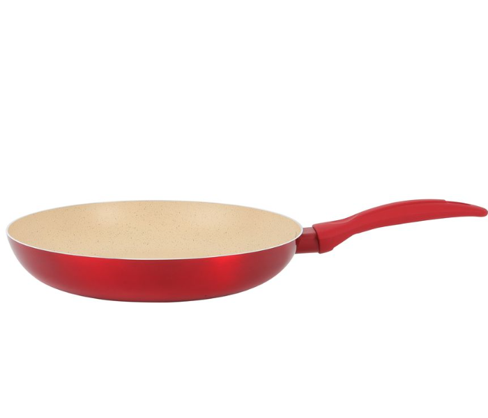 Delcasa DC3412 26 Cm Non Stick Frypan Strong Aluminum Body With Marble Coating And Heat Resistant Bakelite Handle - White And Red in KSA