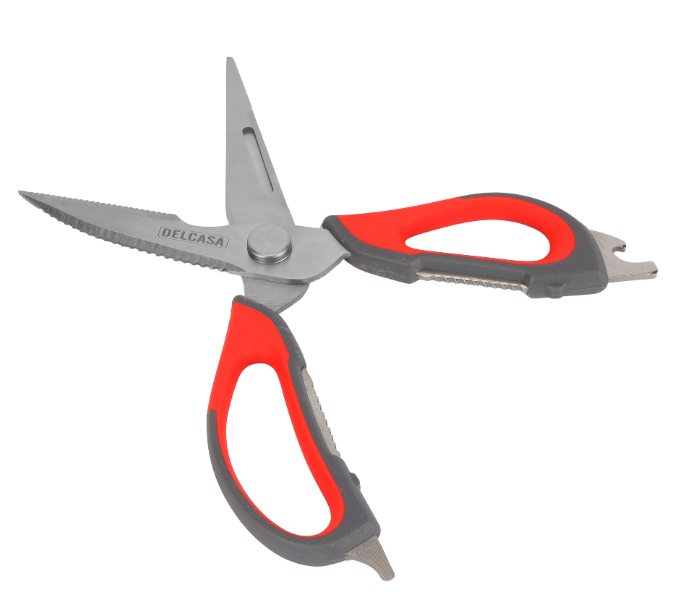 Delcasa DC3197 9Inch Multipurpose Kitchen Scissors With Nut Cracker Screw And Bottle Opener - Red in UAE