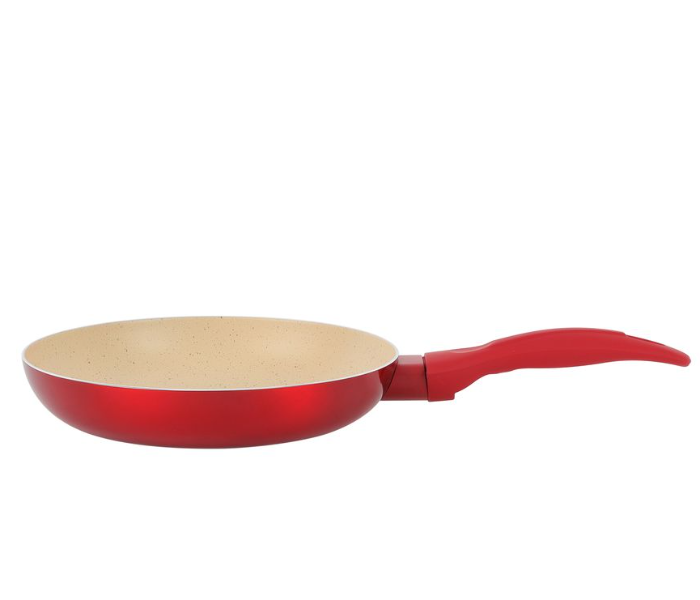 Delcasa DC3410 22 Cm Non-Stick Frypan Strong Aluminum Body With Marble Coating And Heat Resistant Bakelite Handle - White And Red in UAE