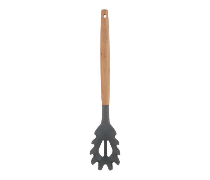 Delcasa DC3177 Silicone Spaghetti Server with Wooden Handle - Black And Brown in KSA