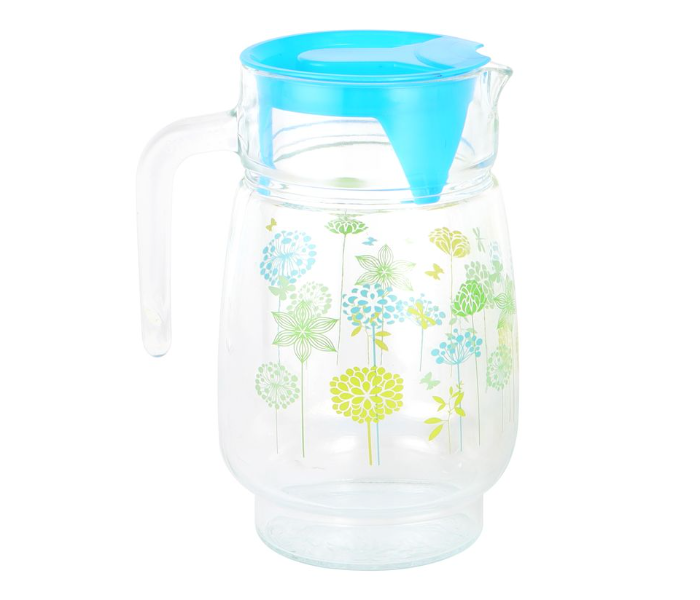 Delcasa DC3382 7 Piece Victoria Glass Water Jug And Cup Set Includes 1500 ML Carafe And 6 230 ML Glasses With Lid - Clear in UAE