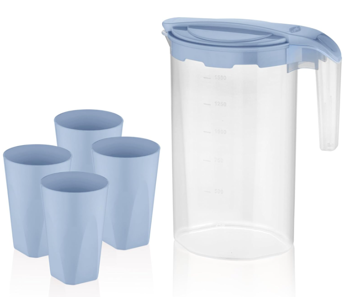Delcasa DC2552 5 Pieces Drink Set - Transparent Blue in UAE