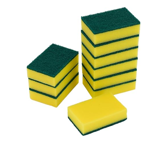 Delcasa DC2995 Sponge Scrubber Pack of 10 - Green And Yellow in UAE