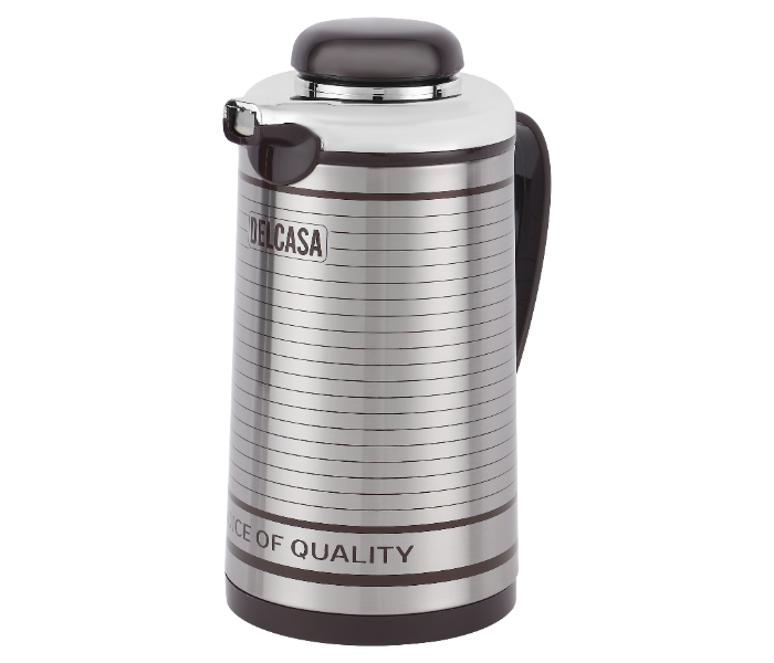 Delcasa DC3165 1L Double Wall Vacuum Flask With Pink Glass Inner And Stainless Steel Body - Black And Silver in UAE